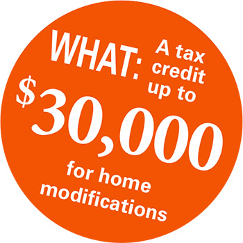 A tax credit up to $30,000 for home modifications