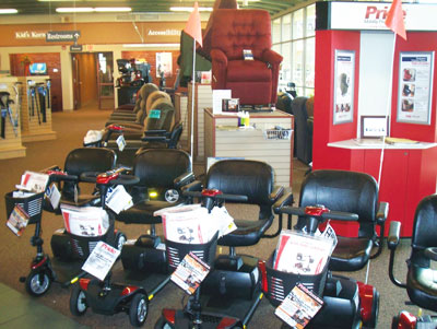 A wide variety of scooters and other mobility devices ensure one-stop shopping at any of HealthCare Accessories' seven locations.