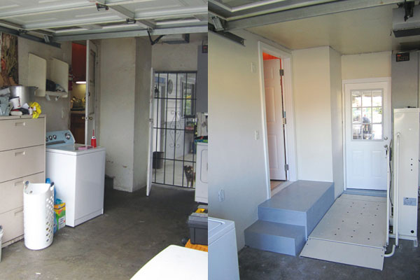 Lake Home Services took the cluttered space at left and made it open and accessible (at right).
