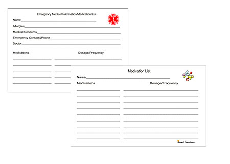 Laminated Medication Cards