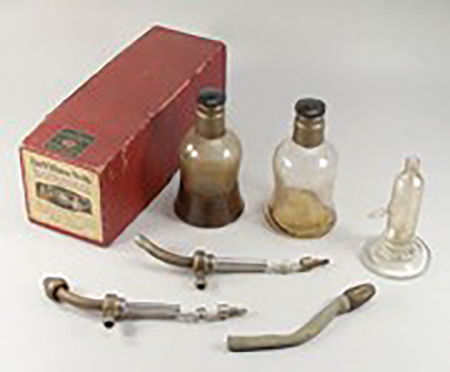Early atomizers such as those invented in the 1880s by otolaryngologist Dr. Allen DeVilbiss offered a new way to administer medication to a patient’s throat or nasal cavities. DeVilbiss atomizers are still manufactured and used by some physicians.