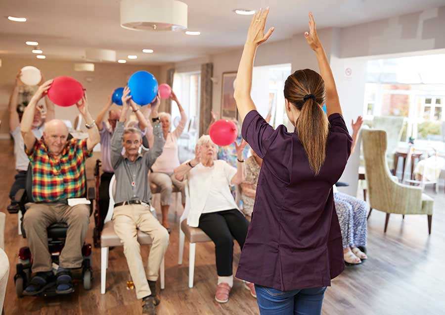 Group of seniors enjoying a game