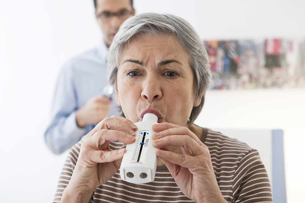 Spirometry  testing senior adult