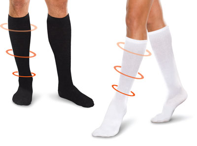 Core-Spun supports socks from Therafirm look like everyday socks<br />
but provide important health benefits.<br />
