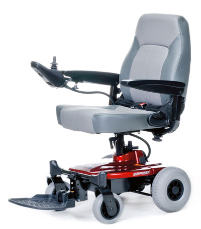 The fully assembled Shoprider Jimmie power chair.