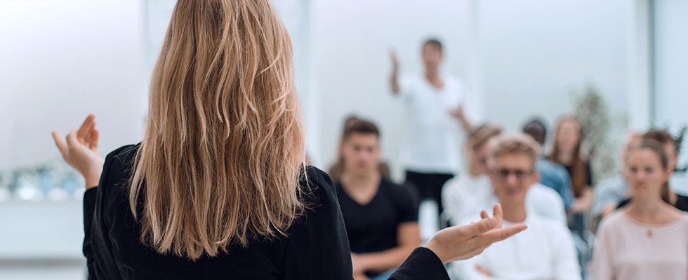 trainer in front of a group of students