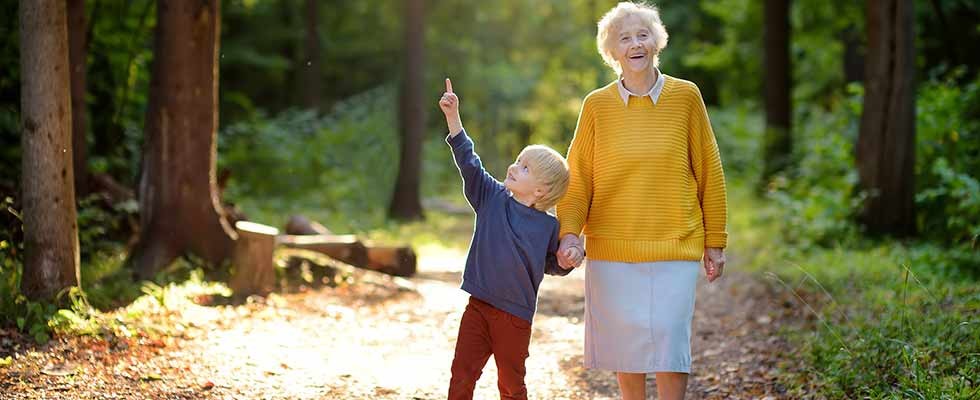 grandmother and grandson in the park