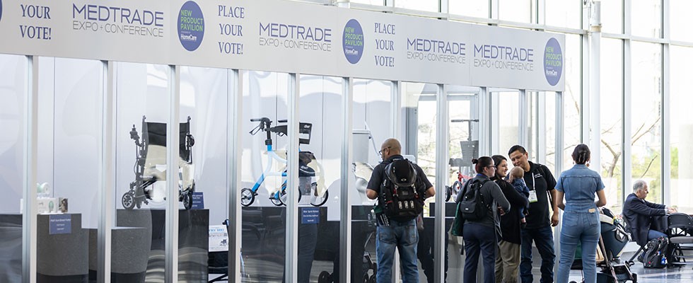 People at Medtrade's 2023 show in Dallas look at the Product Pavilion