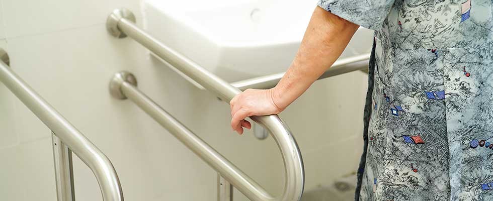 grab bars in a bathroom