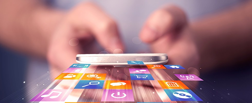 Hands typing on a smartphone