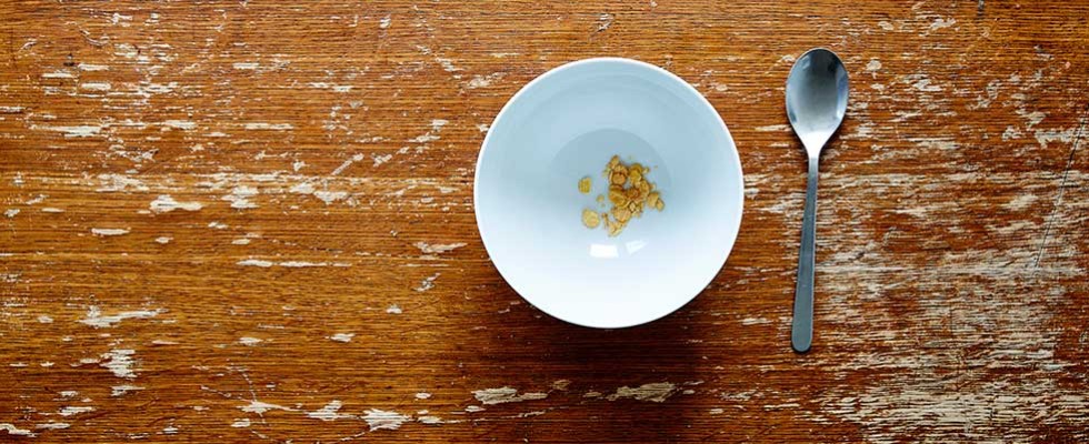 almost empty cereal bowl
