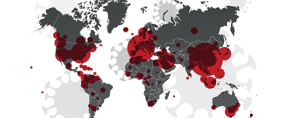 world map showing covid-19 hotspots