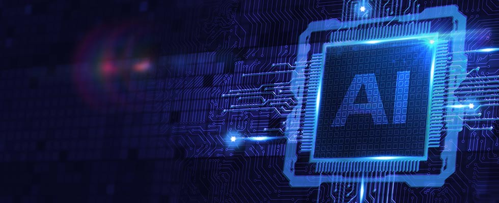 a graphic of a computer chip with AI printed on the surface