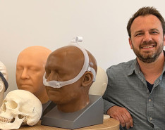 Jonathan Grashow, systems architect for Philips in front of the DreamWear Mask