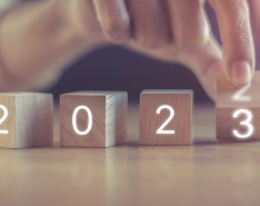 Blocks representing the year 2023 turning over