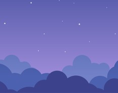 Graphic of night sky with clouds and stars