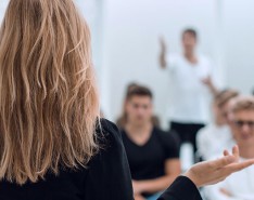 trainer in front of a group of students