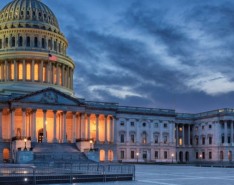 Photo of US capitol at sunset