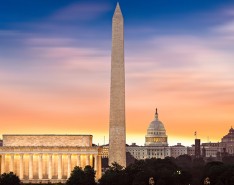 Washington DC at Sunset with Washington Monument