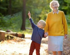 grandmother and grandson in the park