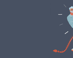 A cartoon graphic of an older man pulling on a rope