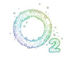 oxygen symbol in rainbow bubbles