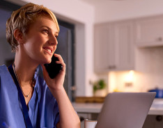 A triage nurse on the phone