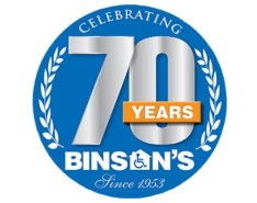 In image of Binson's celebrating 70 years logo