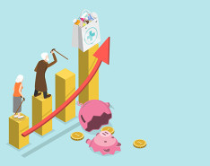 Graphic of two elderly people walking up steps leading to a medical bag.