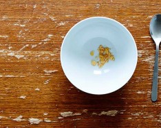 almost empty cereal bowl