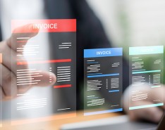 Several screen popups of invoices