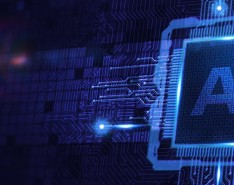 a graphic of a computer chip with AI printed on the surface