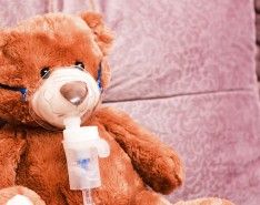 teddy bear using nebulizer