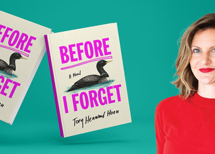 Author Tory Henwood Horn next to her book, "Before I Forget"