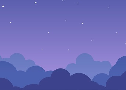 Graphic of night sky with clouds and stars