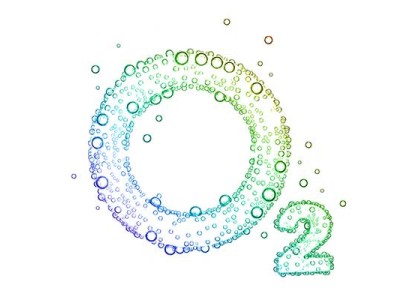 oxygen symbol in rainbow bubbles