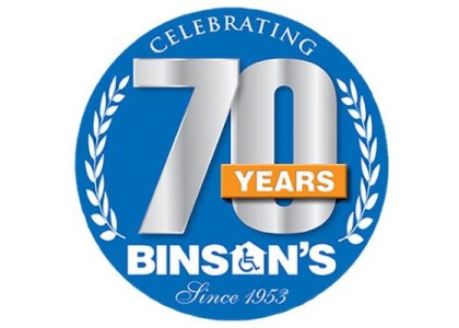 In image of Binson's celebrating 70 years logo