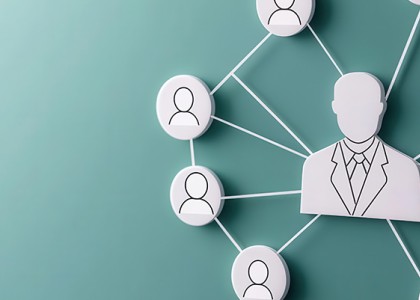 A graphic of a professional web of connections between people