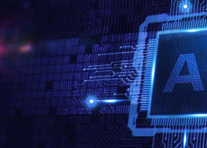 a graphic of a computer chip with AI printed on the surface
