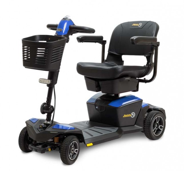 blue four wheel scooter