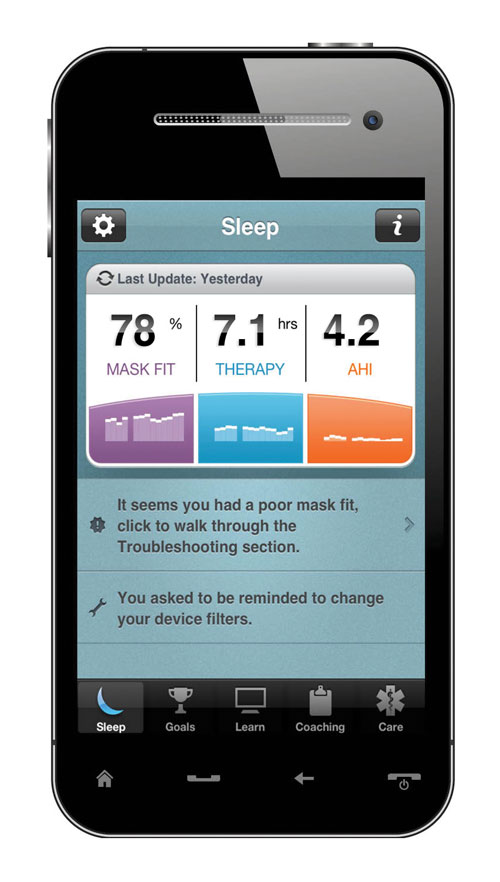 The SleepMapper mobile app from Philips provides OSA patients with feedback, motivation and troubleshooting tools.