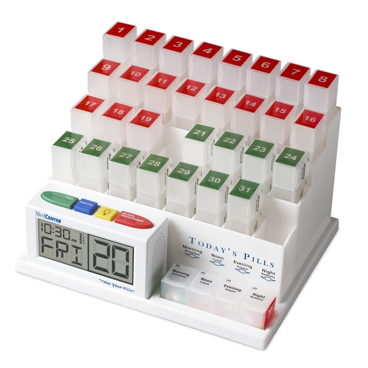 The MedCenter System helps seniors keep track of their medication regimen.