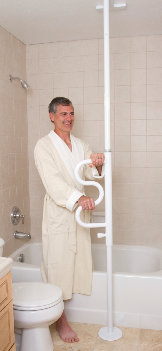 Bathtub Security Pole & Curve Grab Bar - Senior Bath Safety