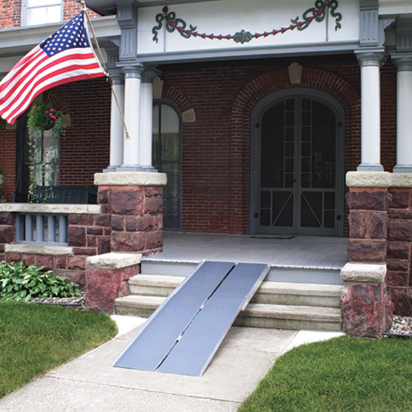 The folding Ready Ramp from AlumiRamp is portable and compact.