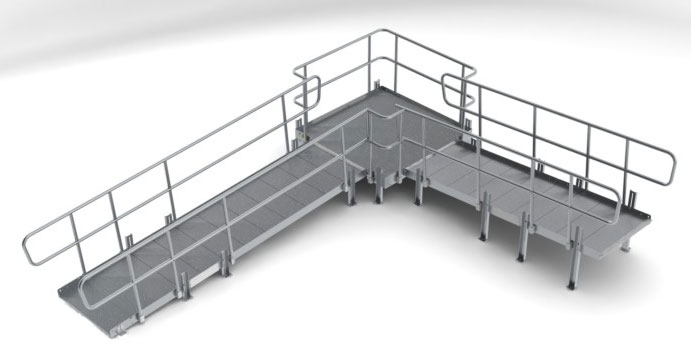 A CAD drawing of a turning ramp by Prairie View Industries (PVI).